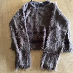 KBF ブラウン ファー風 長袖ニット