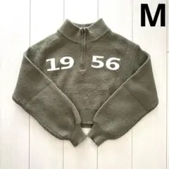 【SHEIN】クロップドセーター　ハーフジップアップ　グリーン　レディースM