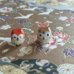 フクロウ　陶器製置物 開運　金運