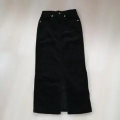 アービン　URVIN 黒 コーデュロイ スリットロングスカート