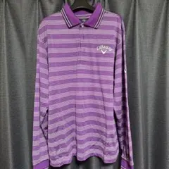Callaway ゴルフシャツ 3L 紫 ストライプ