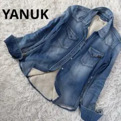 YANUK ヤヌーク ウエスタンデニムシャツ スウェット生地 デニットS ブルー