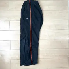 【希少】00s NIKE ナイキ ナイロントラックパンツ ネイビー×オレンジ Mのサムネイル