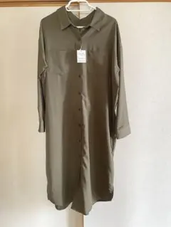 新品◎INGNI カーキの長袖シャツワンピース イング　チュニック