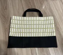 【再入荷】レッスンバッグ・手さげバッグ 北欧風 格子柄 カーキ