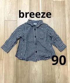 breeze 90 ギンガムチェック　シャツ　ブラウス　長袖　春