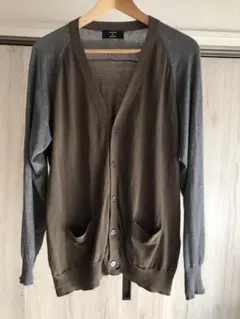 CABANE de zucca グレー/ブラウン ボタン付きカーディガン