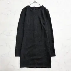ZARA ザラ ワンピース ニット ひざ丈 長袖 S ダークグレー