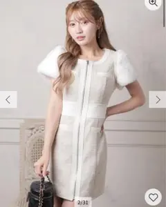 2wayファースリーブツイードワンピース