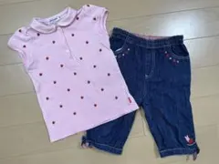 MIKIHOUSE 苺ポロシャツ＆苺デニムパンツ セット 110