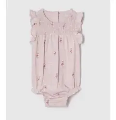 GAPオーガニックコットン スモッキングギャザー バブルショートオール　3-6m