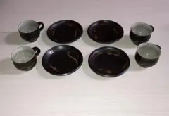 和風　陶器　皿　小皿　カップ　茶色　4枚セット