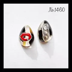 No.1460 ブラック ホワイト レジンピアス レジンイヤリング ハンドメイド
