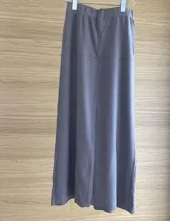 ナノユニバース　リブ　ロングスカート ウェストゴム　コットン混　ベージュ　茶