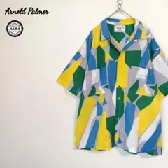 Arnold Palmer　アーノルドパーマー　アロハシャツ　幾何学級　M　半袖のサムネイル
