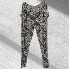 総柄 イージーパンツ レディース ストレッチ 黒白 【S〜M】リラックスパンツ