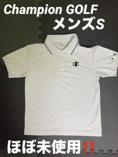 【極美品】Champion GOLF チャンピオン 総柄 半袖ポロシャツ S 白