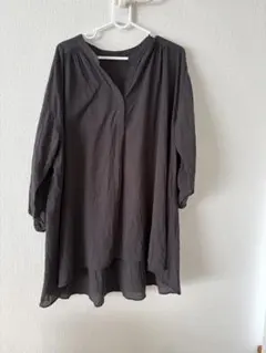 グリーンレーベル　コットン製黒七分袖シャツ　フリーサイズ