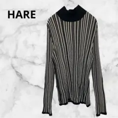 HARE◇ハレ　ハイネックニットセーター【F】ストライプ　春秋　プルオーバー