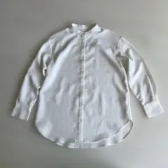 ホワイト バンドカラー 長袖シャツ