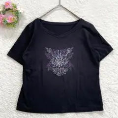 良品★ 【コルディア】 刺繍 スパンコール カットソー ミニTシャツ (XL)のサムネイル