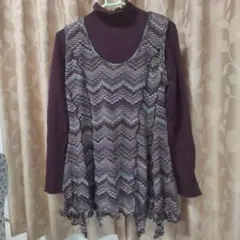 ニットベストワンピース