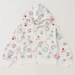 新品 メゾピアノ 120cm フォトスウィーツ柄 ジップパーカー オフホワイト