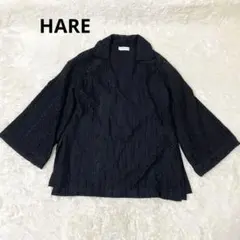 HARE レース トップス Vネック ブラウス チュニック ブラック