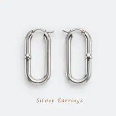 ピアス Uシェイプ シルバー ラージリンク チェーン シルバーピアス フープー