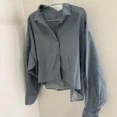 【LOWRYS FARM】シアーシャツ ショート丈(ブルーグリーン)