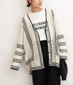 ジャーナルスタンダードレリューム クロシェラインVネックカーディガン