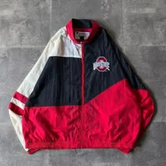 90s Champion ナイロンジャケット 刺繍ロゴ 3XL 赤 A360