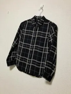 【新品】UNIQLO ユニクロ レーヨンプリントブラウス チェック 黒のサムネイル