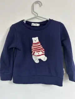 クマ刺繍 ネイビー トレーナー