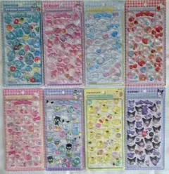 サンリオ ボンボンドロップシール 3Dステッカー 8種類 8枚セット 硬いタイプ