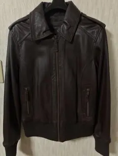 本革　ヴィンテージ　レザージャケット Sサイズ　ダークブラウン　レディース