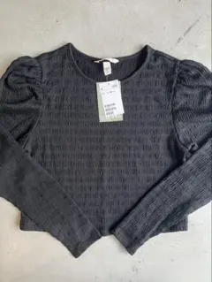 【H&M】クロップドシャーリングトップス　パフスリーブ　新品未使用品