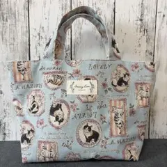 ハンドメイド　トートバッグ　ランチバッグ　お散歩バッグ　ねこ柄　北欧柄 オシャレ