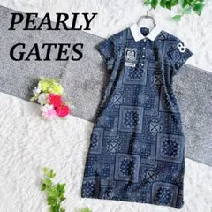 パーリーゲイツ　半袖ポロシャツワンピース　ペイズリー　89 ワッペン　刺繍ロゴ