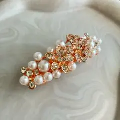 ヘアバレッタ パール ラインストーン フォーマル ヘアアクセサリー バレッタ