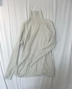 タートルネックセーター 長袖 白 ラメ