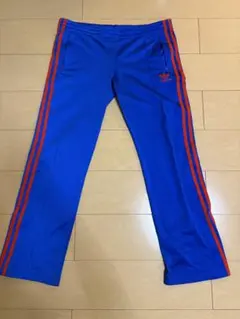 adidas トラックパンツ ジャージ ブルー レッド 3ライン 36