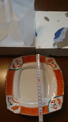 九谷焼 オレンジと青の花模様 ボウル