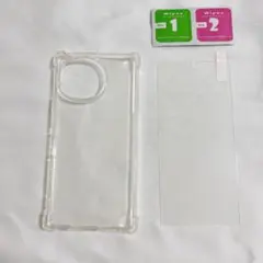 AQUOS R9 用の ケース + ガラスフィルム 柔軟 TPU