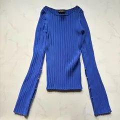 GREEN LABEL RELAXING 青 リブ コットン混 袖 フレア