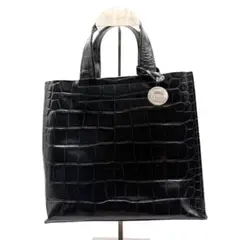 フルラ FURLA クロコ型押し レザー トートバッグ ブラック