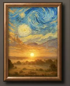 すぐに飾れる額縁付き開運の日の出　インテリアに最適　吉祥グラフィック