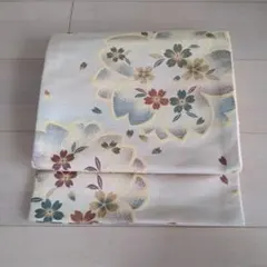 花柄 名古屋帯 クリーム色