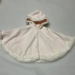 ファミリア　　ピンク　フリース　ベビーポンチョ