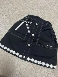 アナスイミニ　スカート　ブラック　モノトーン　フラワー　刺繍　140